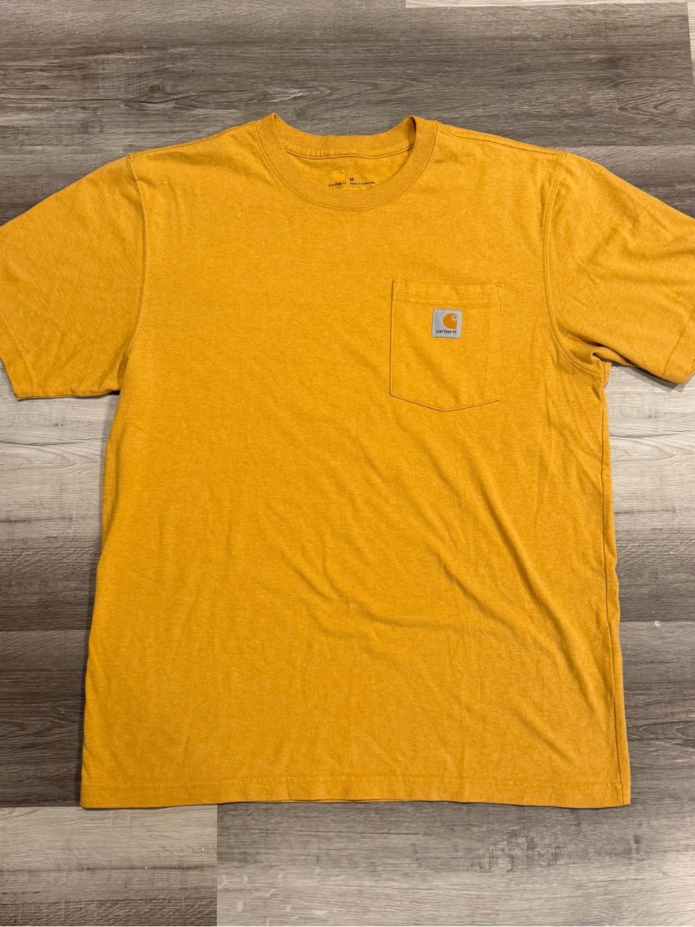 Carhartt Mens Orange Short Sleeve Crew Neck Pocket Tee Original Fit Size Medium